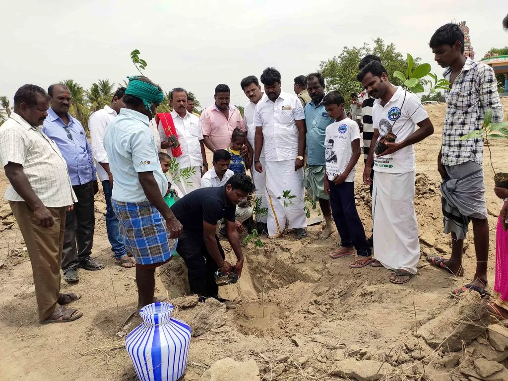 Tree planting ceremony on the 50th day in pudukottai 